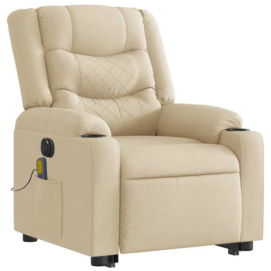 Fauteuil inclinable de massage électrique Crème Tissu - 6