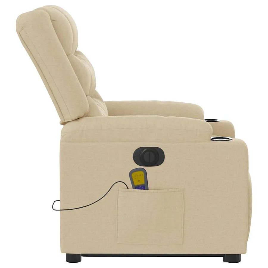 Fauteuil inclinable de massage électrique Crème Tissu - 7
