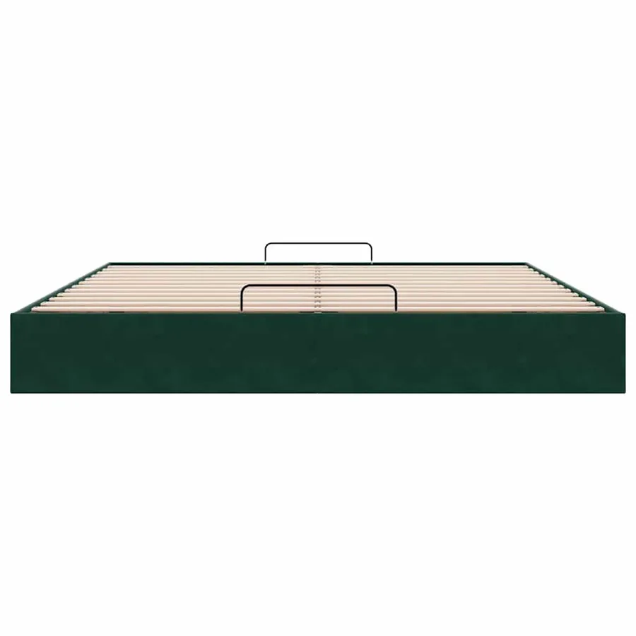Cadre de lit ottoman sans matelas vert foncé 160x200 cm velours - 7