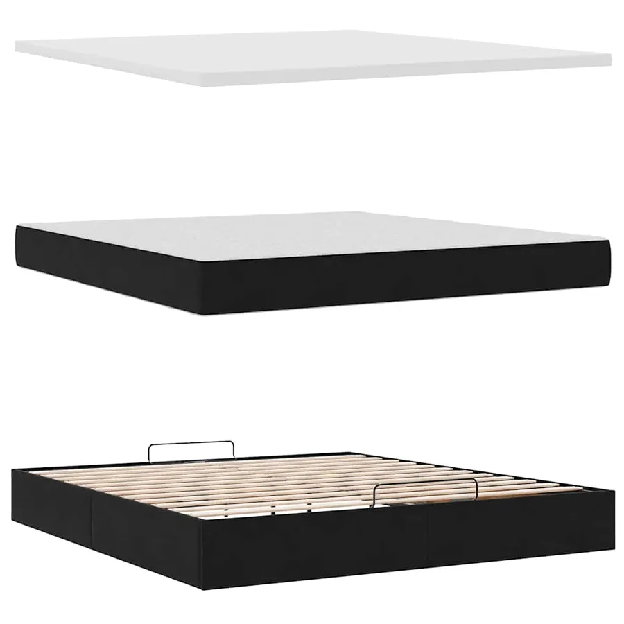 Cadre de lit ottoman avec matelas noir 160x200 cm velours - 12
