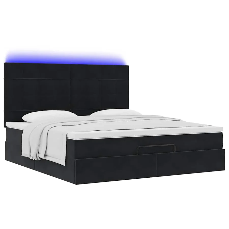 Cadre de lit ottoman avec matelas noir 160x200 cm velours - 6