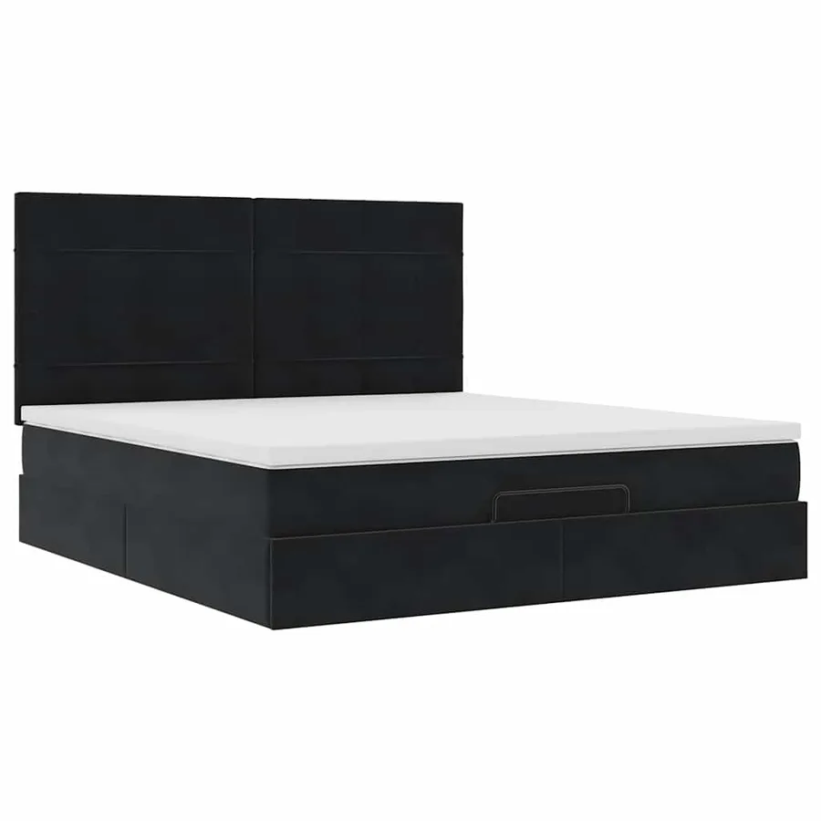 Cadre de lit ottoman avec matelas noir 160x200 cm velours - 7