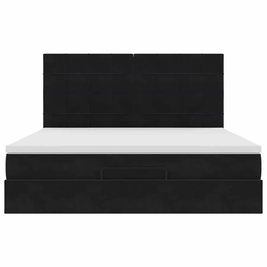 Cadre de lit ottoman avec matelas noir 160x200 cm velours - 8