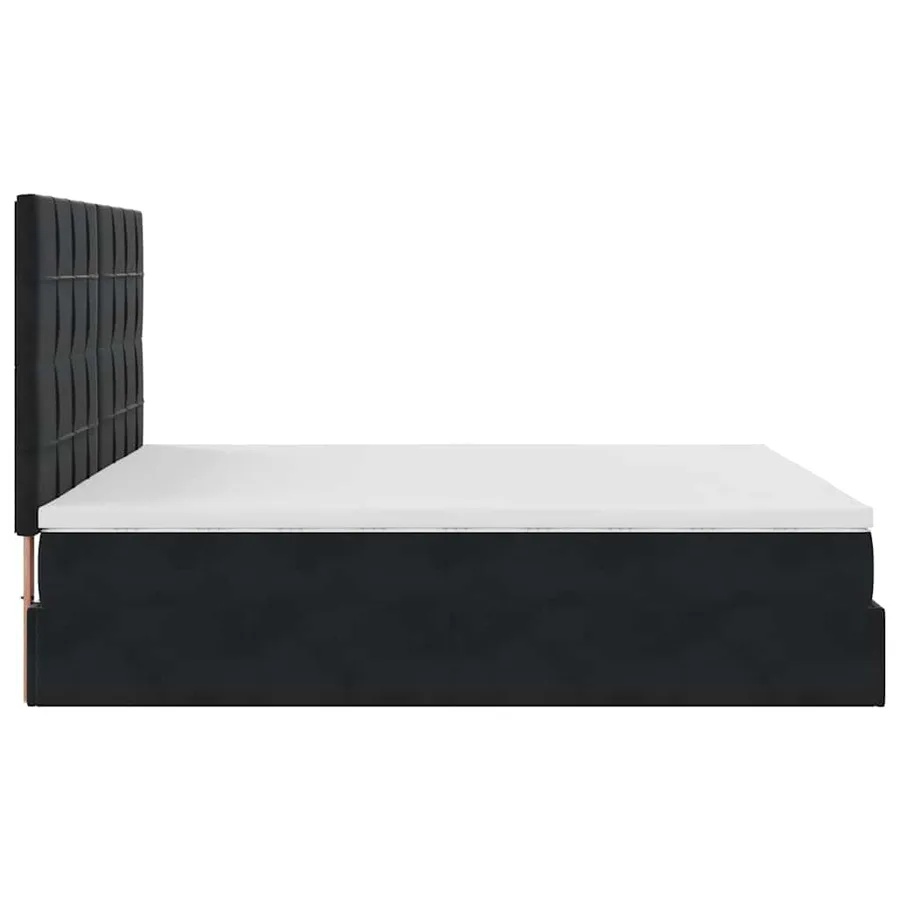 Cadre de lit ottoman avec matelas noir 160x200 cm velours - 9