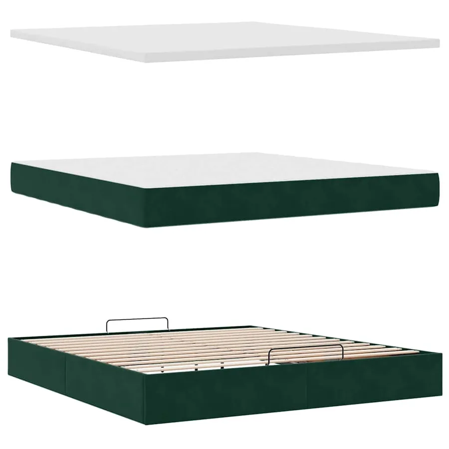 Cadre de lit ottoman avec matelas vert foncé 160x200 cm velours - 6