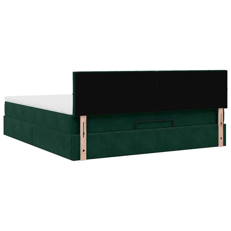 Cadre de lit ottoman avec matelas vert foncé 160x200 cm velours - 9