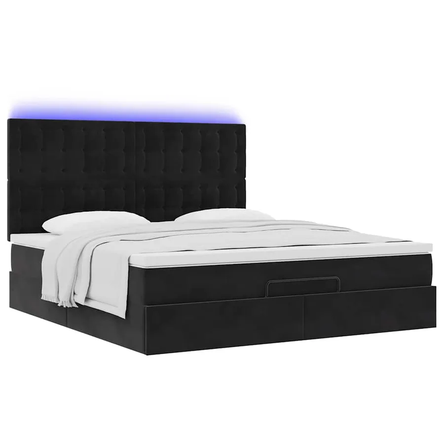 Cadre de lit ottoman avec matelas noir 160x200 cm velours - 6