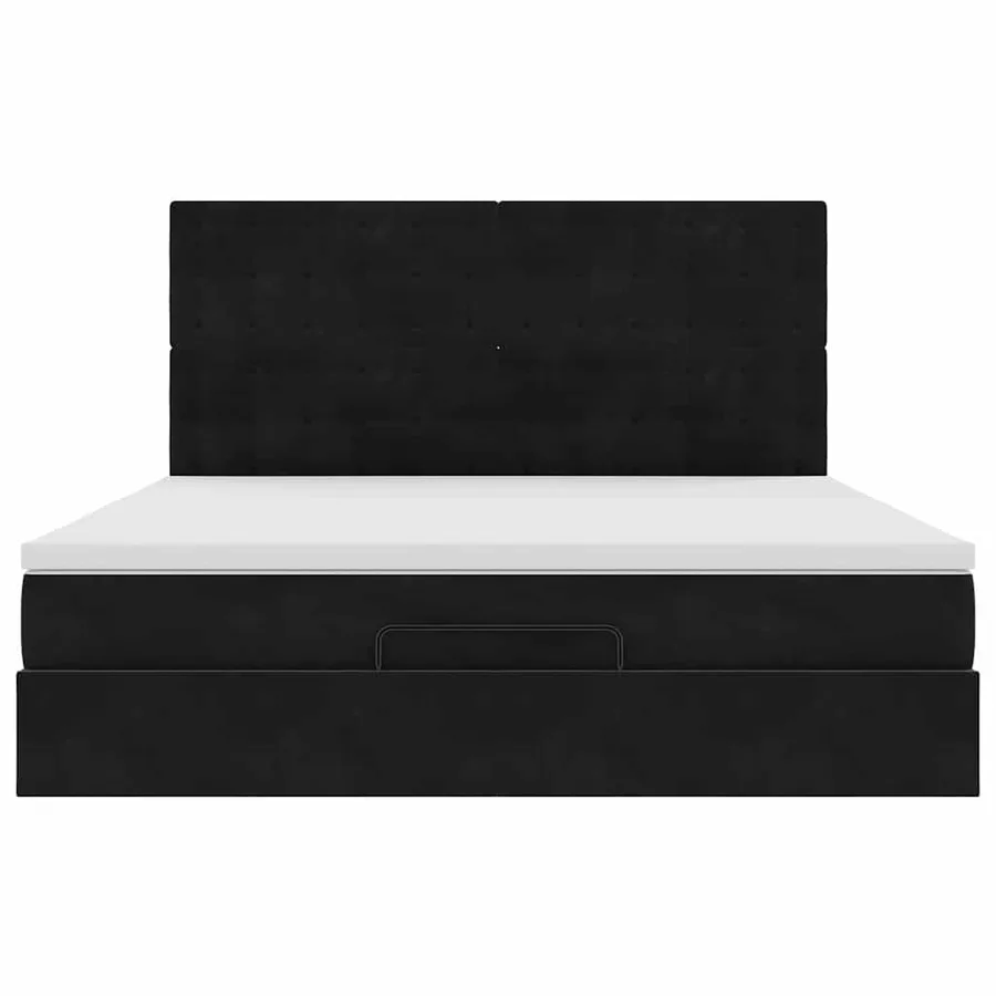 Cadre de lit ottoman avec matelas noir 160x200 cm velours - 9