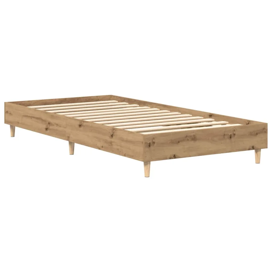 Cadre de lit sans matelas chêne artisanal 75x190 cm - 7