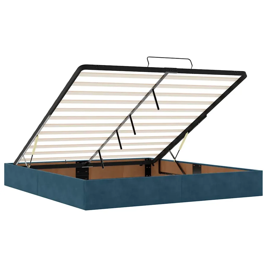 Cadre de lit ottoman avec matelas bleu foncé 160x200 cm velours - 10