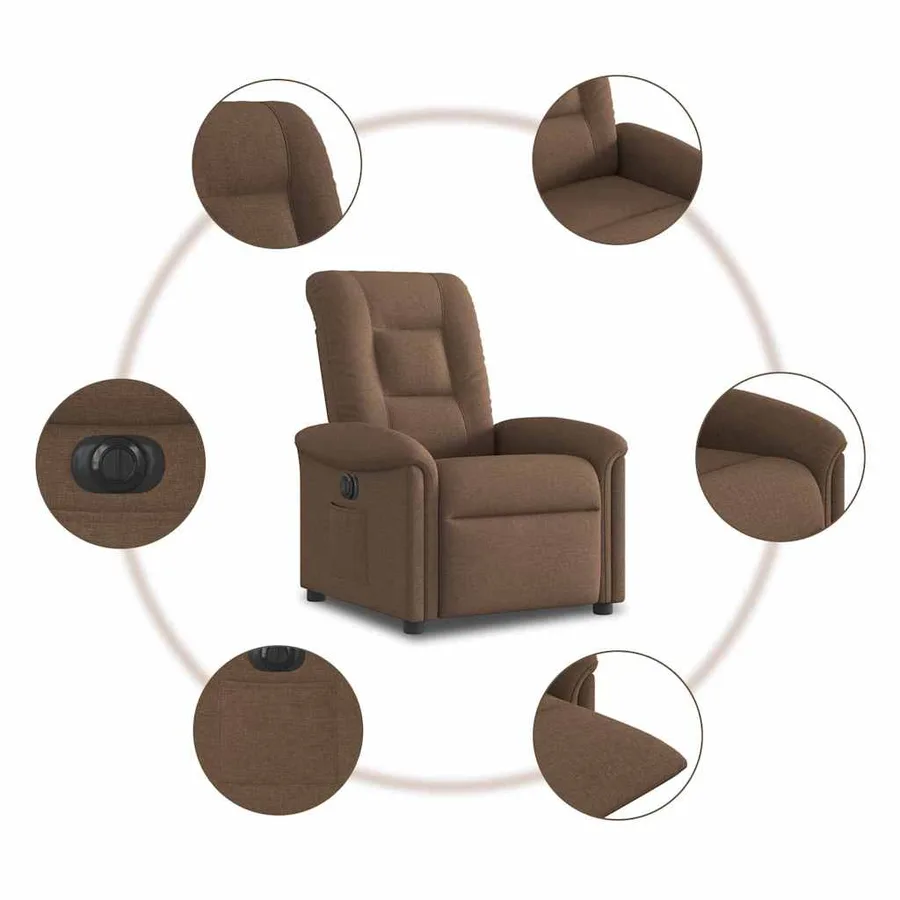 Fauteuil inclinable électrique Marron Tissu - 10