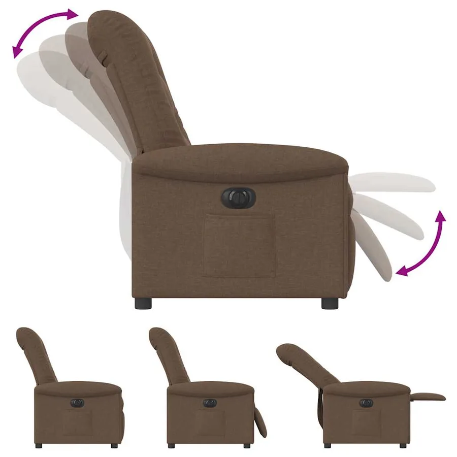 Fauteuil inclinable électrique Marron Tissu - 8