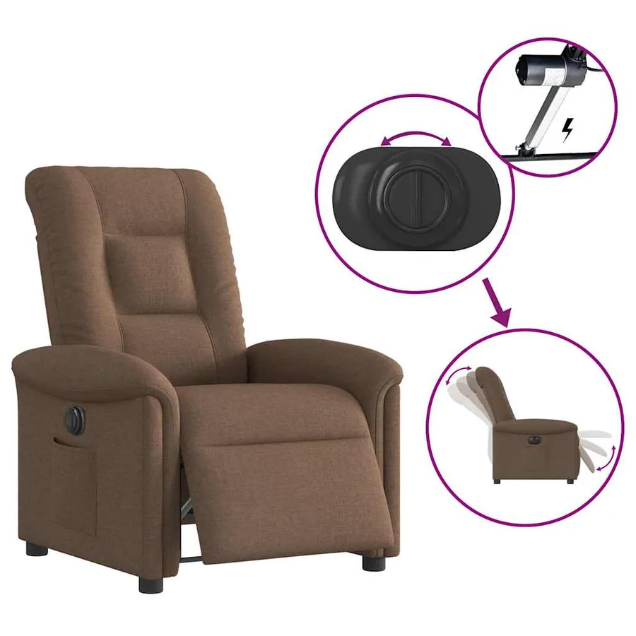 Fauteuil inclinable électrique Marron Tissu - 9