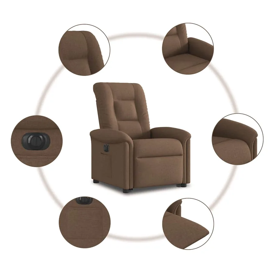 Fauteuil inclinable électrique marron tissu - 11