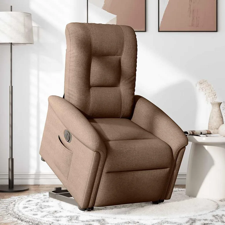 Fauteuil inclinable électrique marron tissu - 3