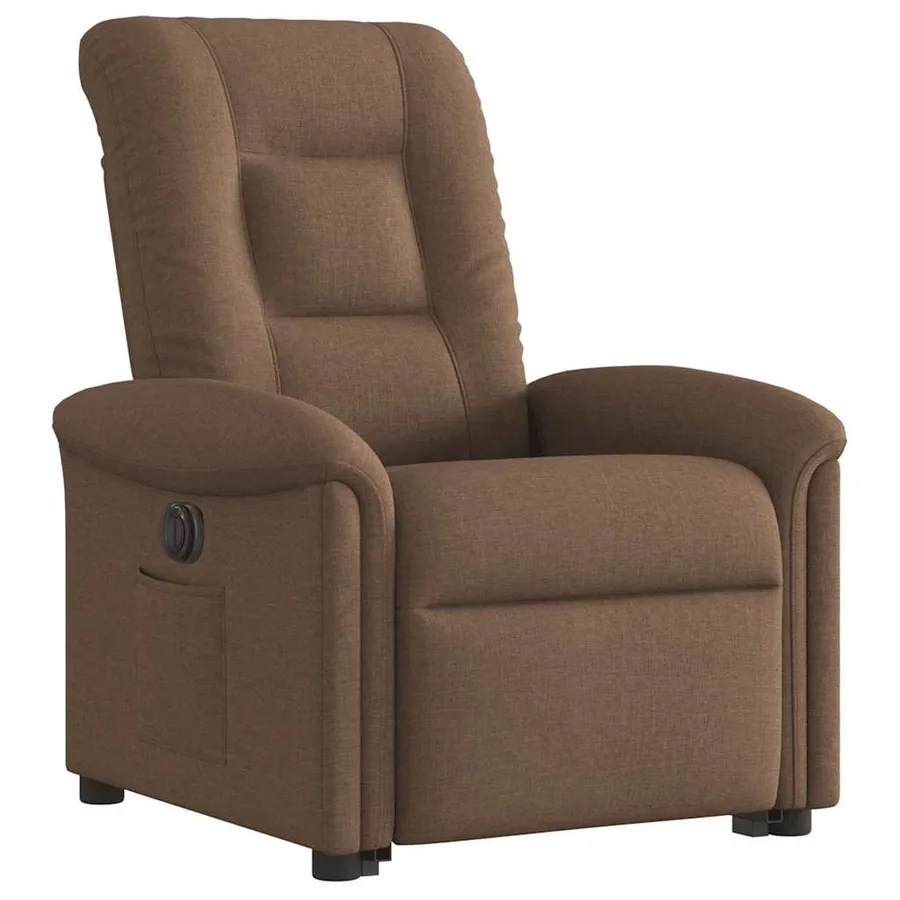 Fauteuil inclinable électrique marron tissu - 5
