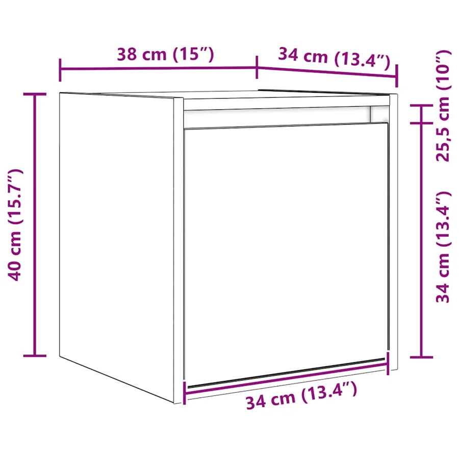 Tables de chevet murales 2 pcs noir 38x34x40 cm - 15