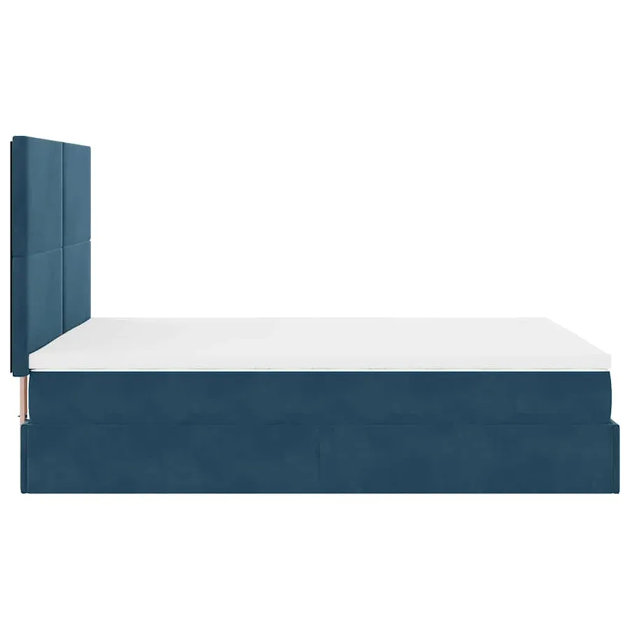Cadre de lit ottoman avec matelas bleu foncé 140x200 cm velours - 9
