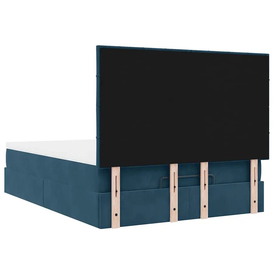 Cadre de lit ottoman avec matelas bleu foncé 140x200 cm velours - 9