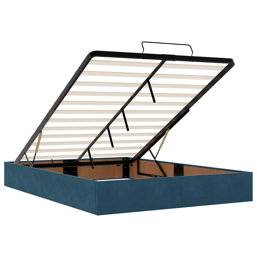 Cadre de lit ottoman avec matelas bleu foncé 140x200 cm velours - 11