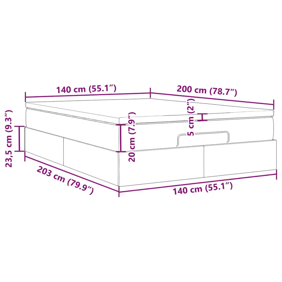 Cadre de lit ottoman avec matelas bleu foncé 140x200 cm velours - 17