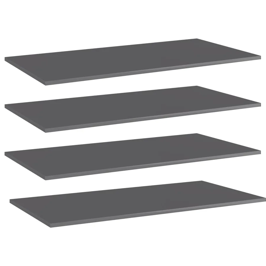 Panneaux bibliothèque 4 pcs Gris brillant 80x20x1,5cm Aggloméré