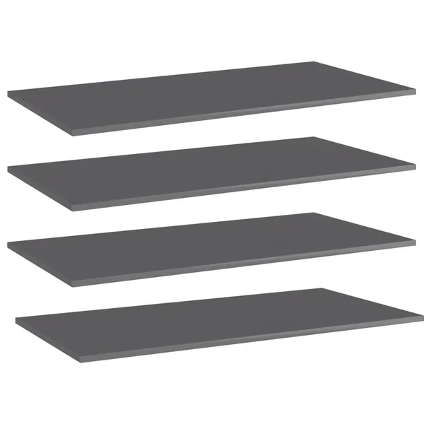 Panneaux bibliothèque 4 pcs Gris brillant 80x20x1,5cm Aggloméré