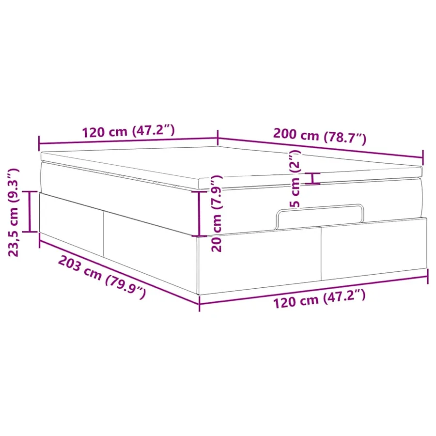 Cadre de lit ottoman avec matelas noir 120x200 cm velours - 17