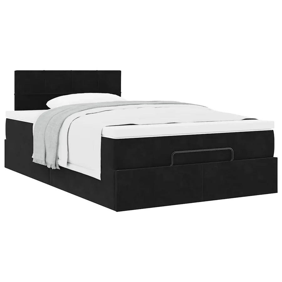 Cadre de lit ottoman avec matelas noir 120x200 cm velours - 4