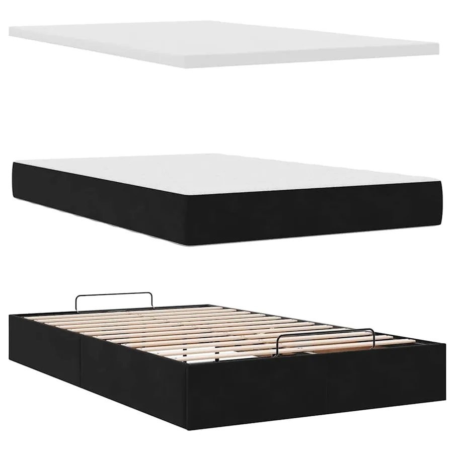 Cadre de lit ottoman avec matelas noir 120x200 cm velours - 6