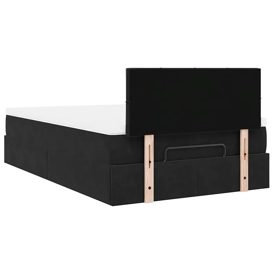 Cadre de lit ottoman avec matelas noir 120x200 cm velours - 9