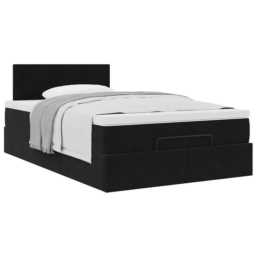 Cadre de lit ottoman avec matelas noir 120x200 cm velours - 5