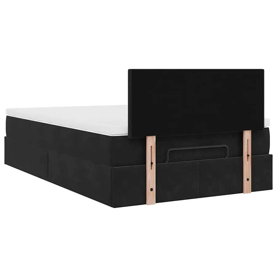 Cadre de lit ottoman avec matelas noir 120x200 cm velours - 9