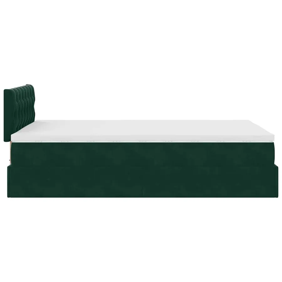 Cadre de lit ottoman avec matelas vert foncé 120x200 cm velours - 9