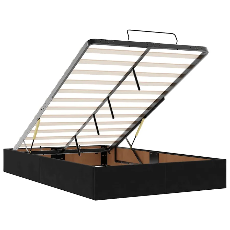 Cadre de lit ottoman avec matelas noir 120x200 cm velours - 11