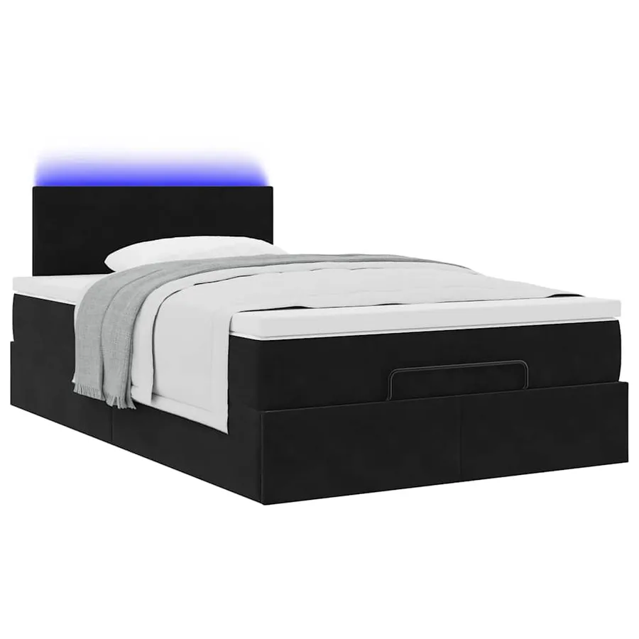 Cadre de lit ottoman avec matelas noir 120x200 cm velours - 3