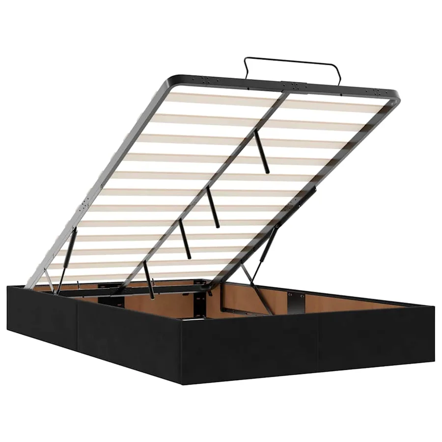 Cadre de lit ottoman avec matelas noir 120x200 cm velours - 10