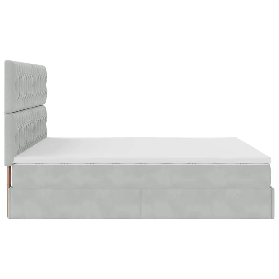 Cadre de lit ottoman et matelas gris clair 180x200cm velours - 9