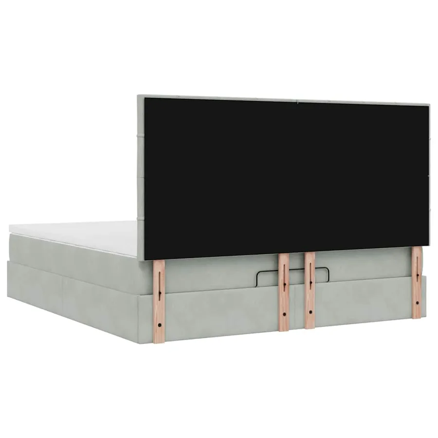 Cadre de lit ottoman et matelas gris clair 180x200cm velours - 9