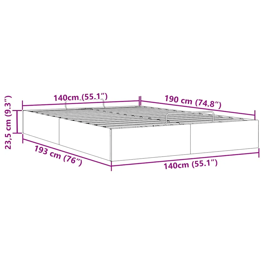 Cadre de lit ottoman sans matelas gris foncé 140x190 cm velours - 14