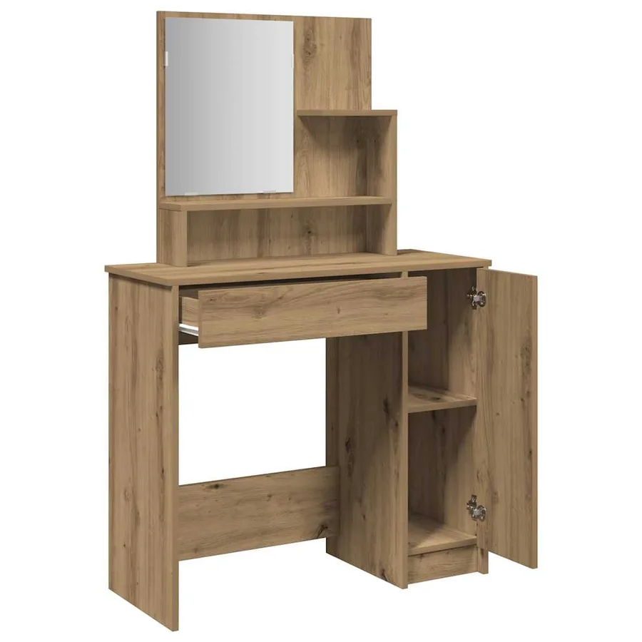 Coiffeuse avec miroir chêne artisanal 86,5x35x136 cm - 7