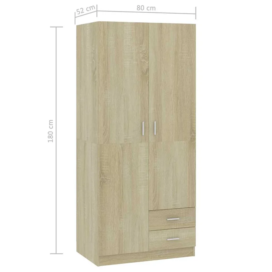 Garde-robe Chêne sonoma 80x52x180 cm Aggloméré - 9
