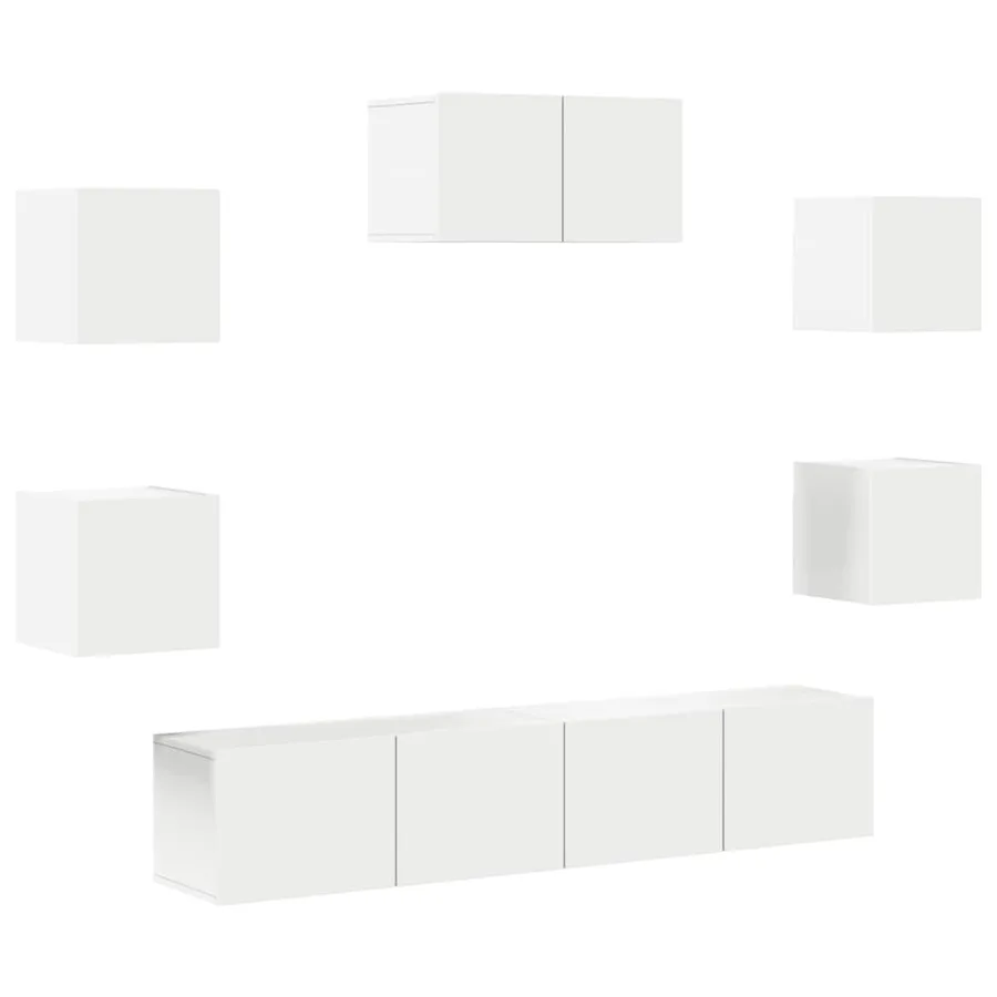 Ensemble de meubles TV 7 pcs Blanc Bois d'ingénierie - 2