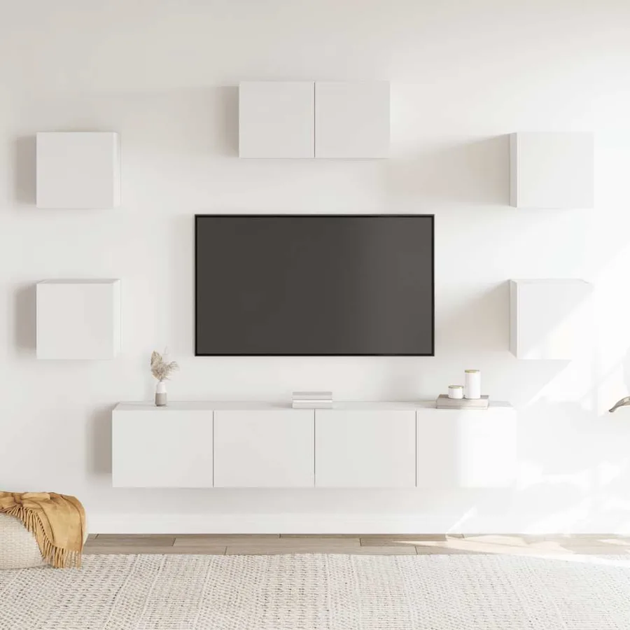 Ensemble de meubles TV 7 pcs Blanc Bois d'ingénierie - 3