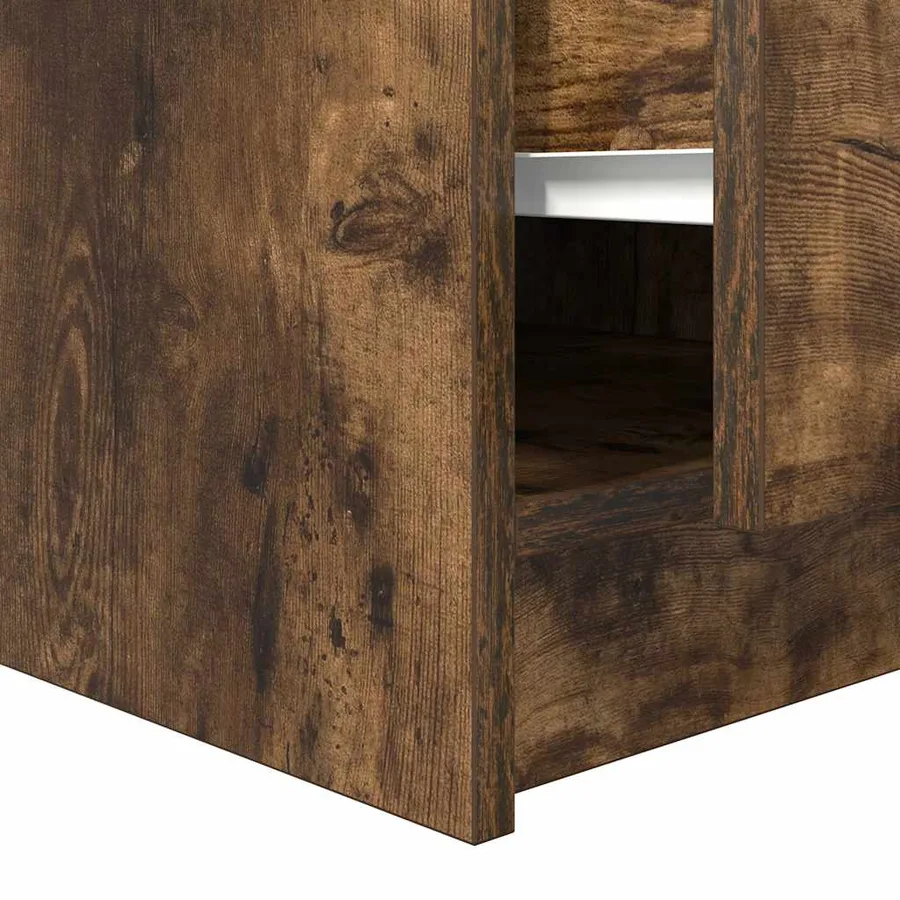 Table basse avec tiroirs chêne fumé 100x100x40 cm - 11