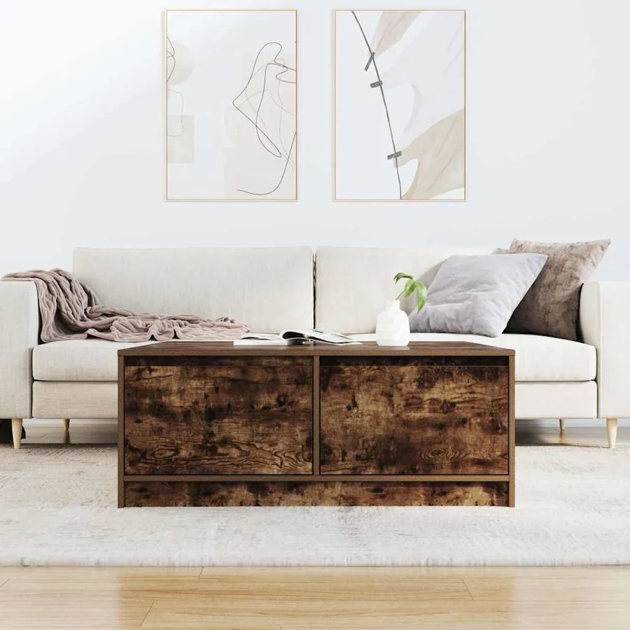 Table basse avec tiroirs chêne fumé 100x100x40 cm - 3
