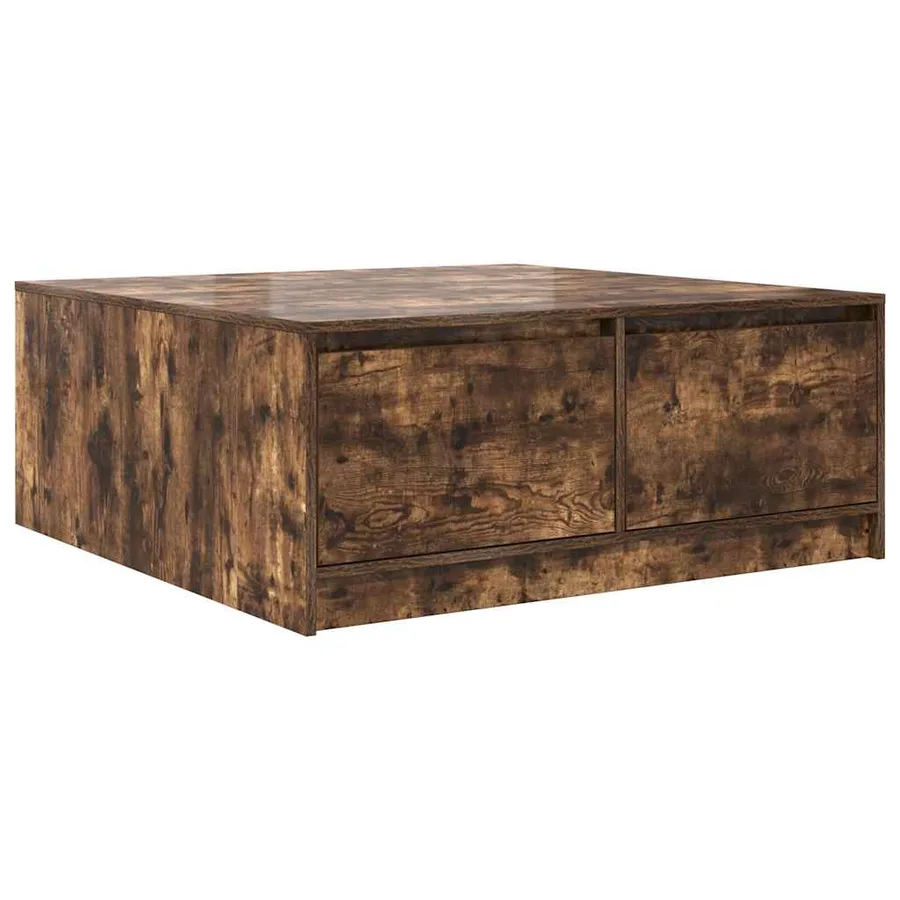 Table basse avec tiroirs chêne fumé 100x100x40 cm - 8
