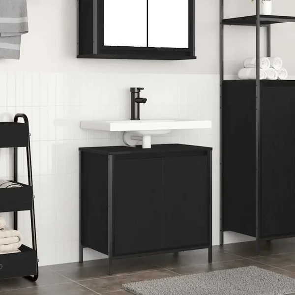 Meuble vasque de salle de bain noir 60x34,5x60 cm