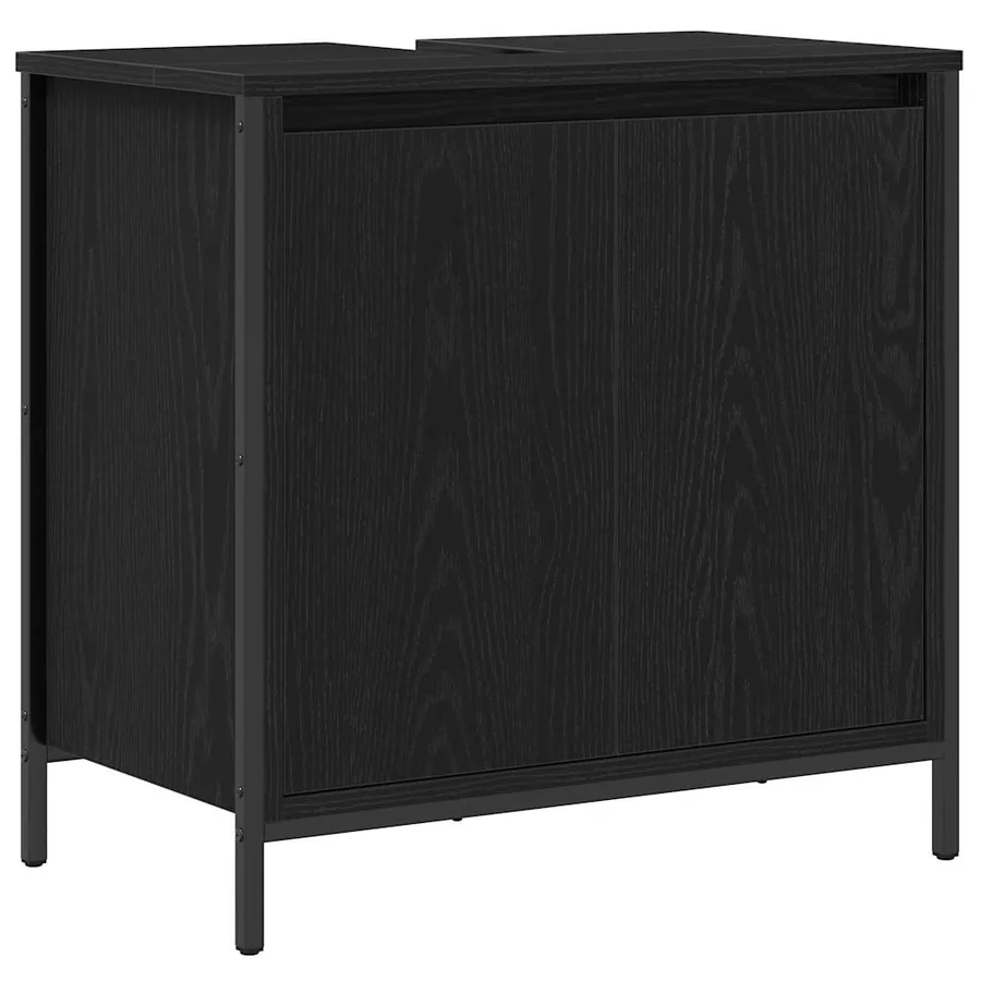 Meuble vasque de salle de bain noir 60x34,5x60 cm - 2