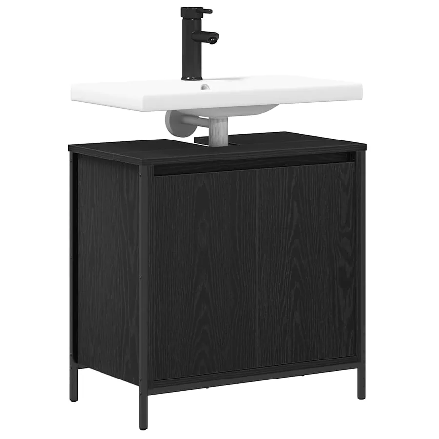 Meuble vasque de salle de bain noir 60x34,5x60 cm - 4
